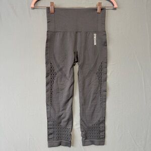 Gymshark Womens Energy Seamless Hi Rise Cropped Leggings XS Grey Eyelet Gym READ